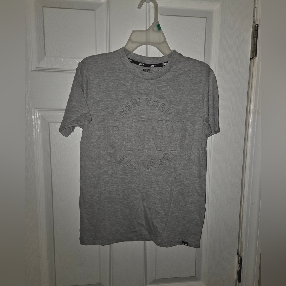 DKNY Heather Gray Embossed Logo Tee
